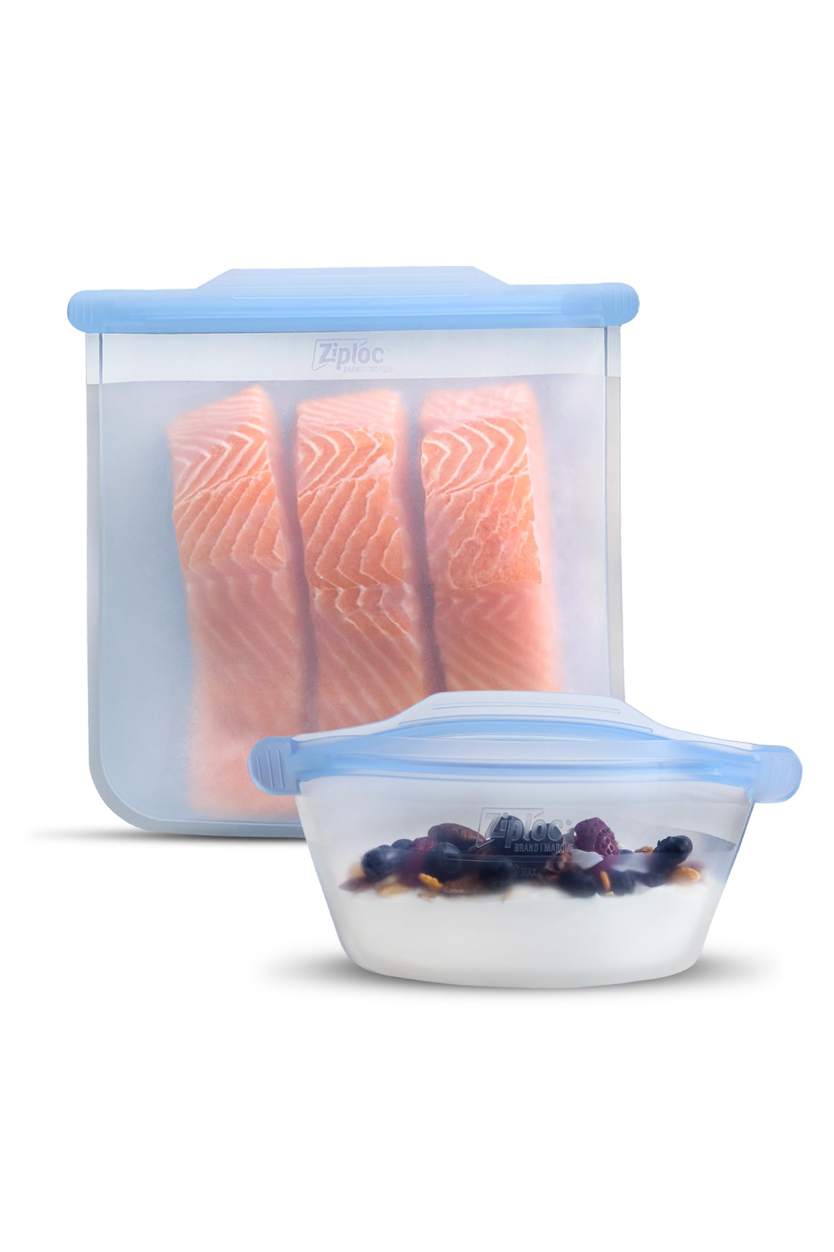 Ziploc Endurables Large Pouch and Medium Container, Reusable Silicone Bags and Food Storage Meal Prep Containers for Freezer, Oven, and Microwave, Dishwasher Safe
