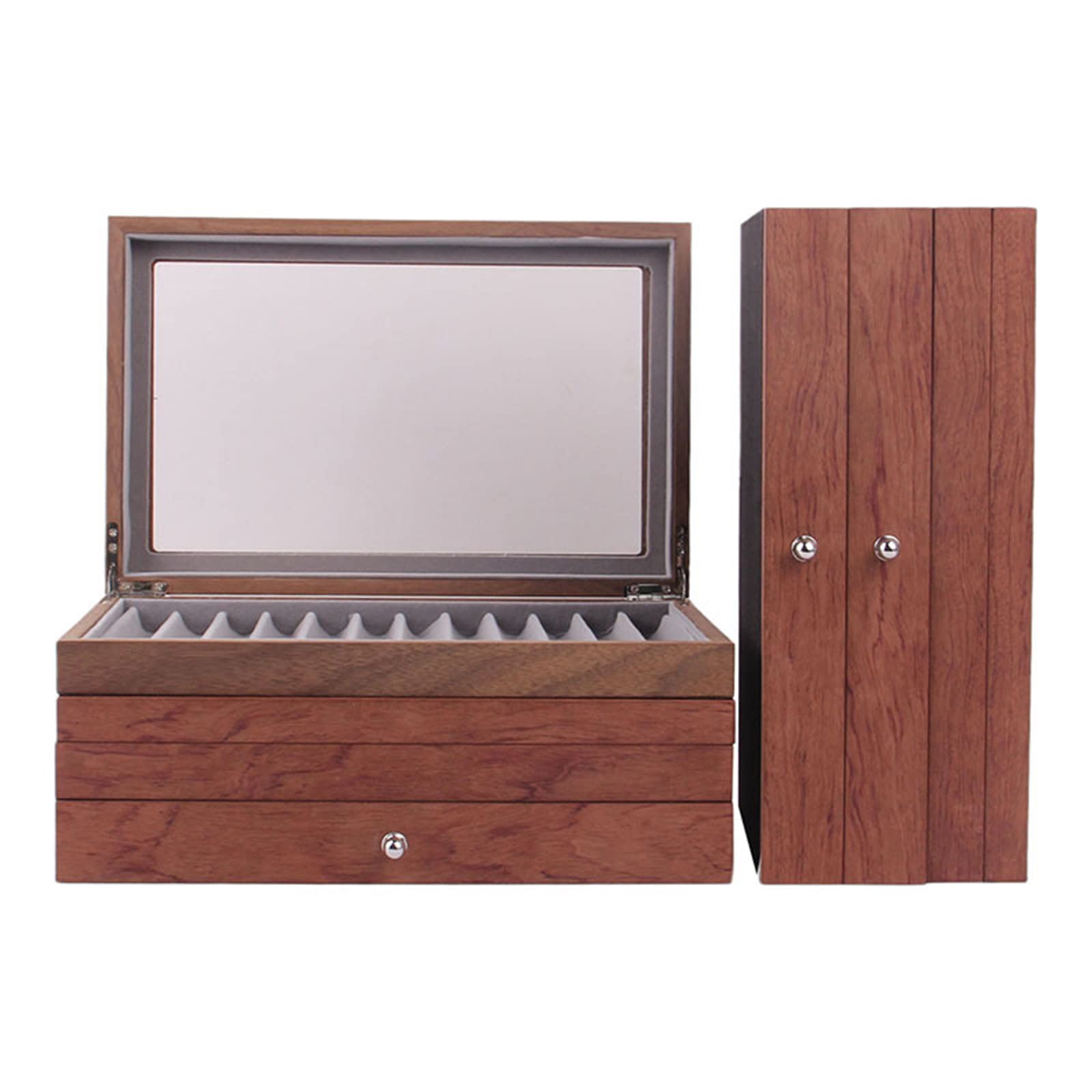 赤色木製大型箱 金属留め具付き