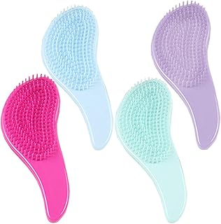 فرشاة شعر لفك التشابك وتدليك فروة الرأس وتمشيط الشعر - 4 قطع
