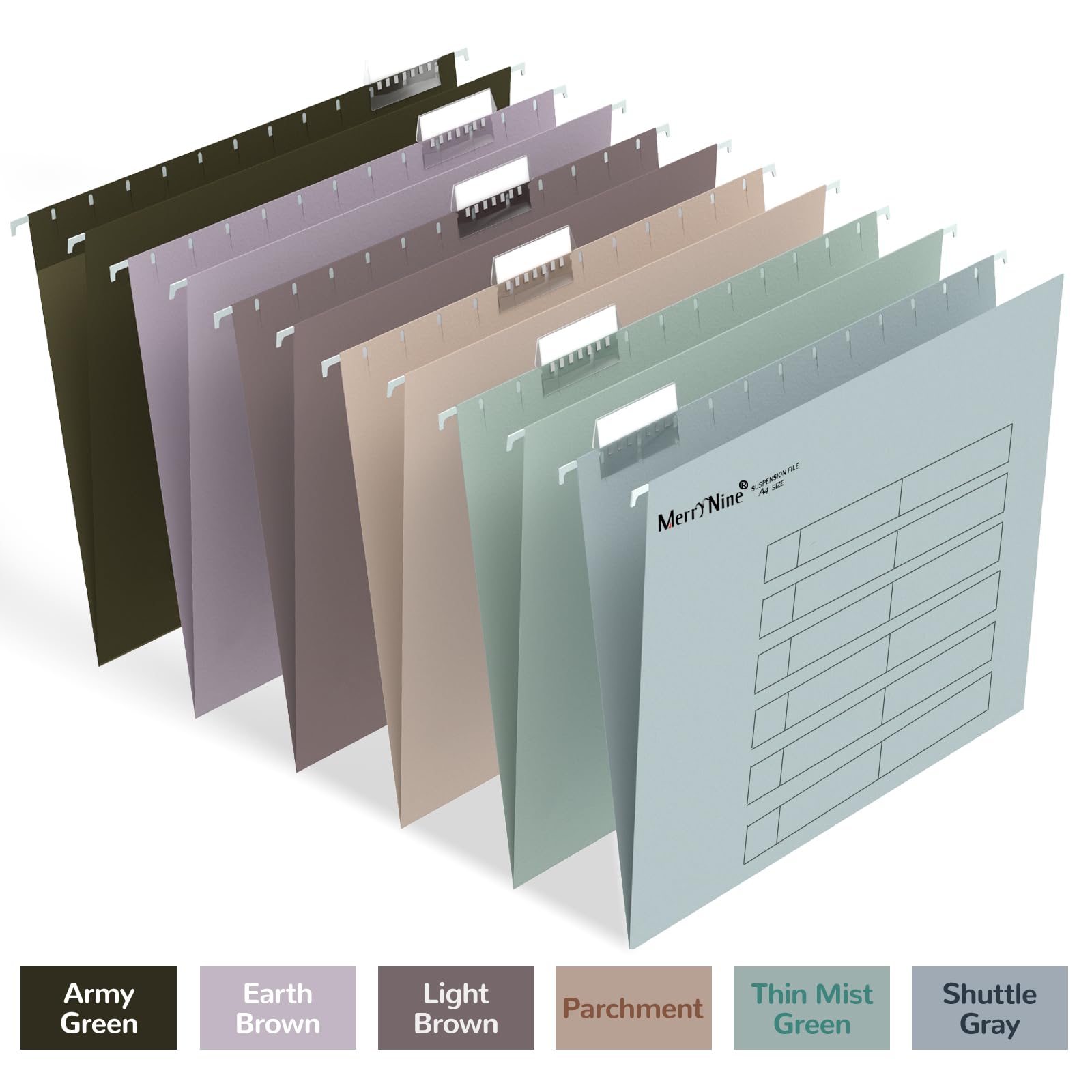 MerryNine Lot de 24 dossiers suspendus A4 avec onglets et inserts de carte pour l'école, la maison, le travail et le bureau (couleur mélangée 6, A4)