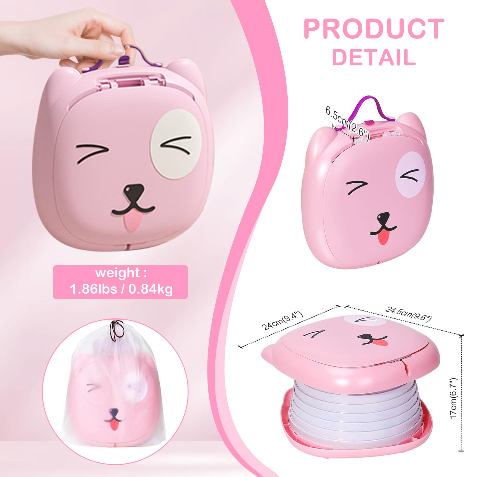 Orinal portátil para viajes de niños pequeños, silla de entrenamiento para orinal de viaje con bolsa de viaje, inodoro de entrenamiento para bebés para exteriores e interiores, fácil de