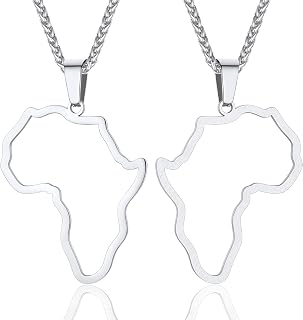 ChainsProMax Men African Continent Necklace Adjustable, Africa Map Jewelry, 316L Stainless Steel/Gold Plated (Send Gift Box)