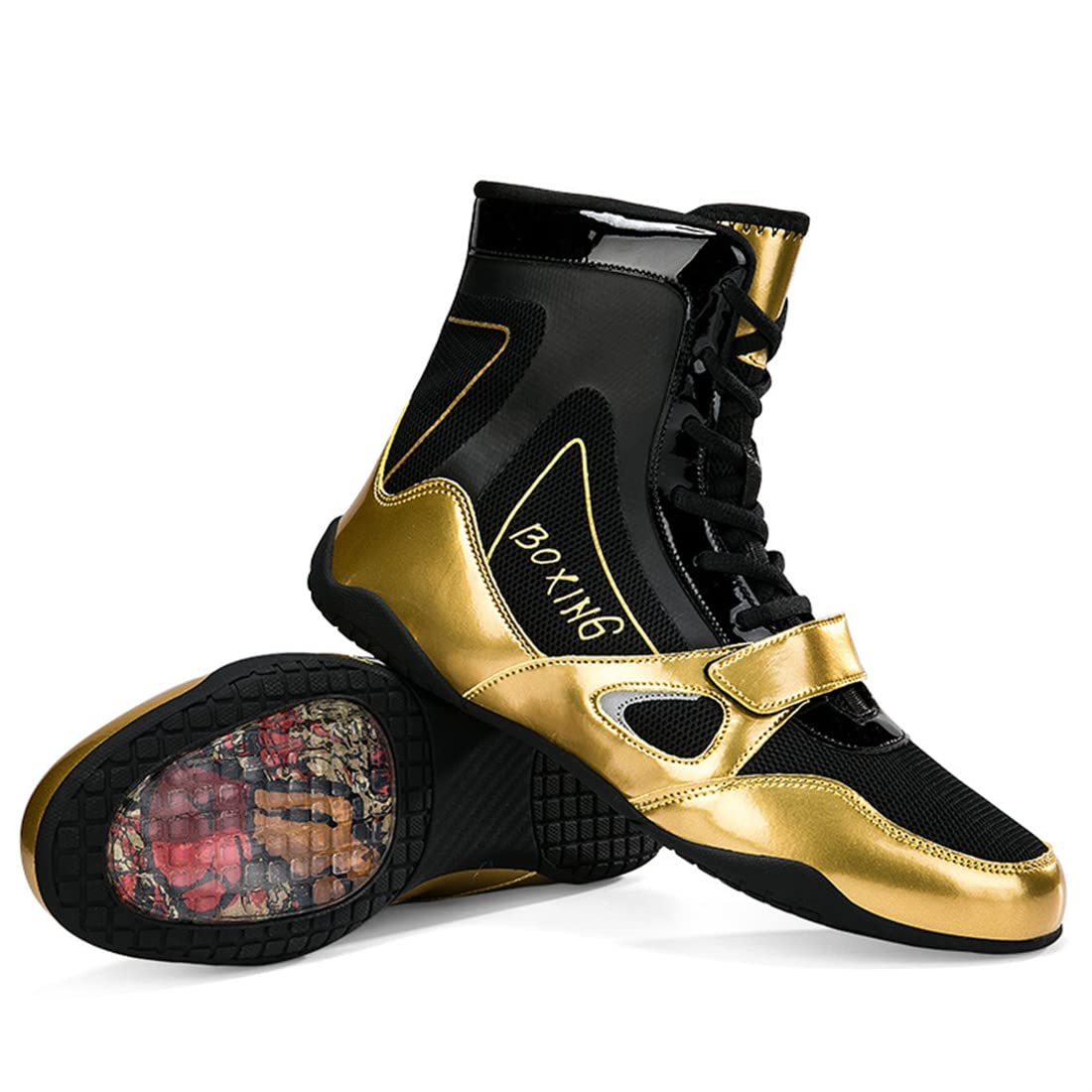 Bottes De Boxe pour Femmes, Chaussures De Lutte Antidérapantes, Chaussures De Musculation Respirantes pour Femmes, Baskets De Kickboxing Montantes