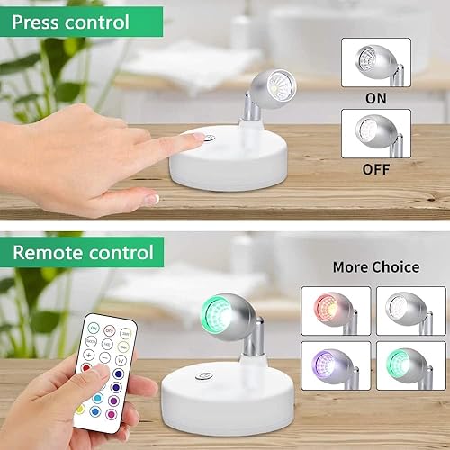 Miniatura 4 de Proyector LED inalámbrico RGB, luces de acento a pilas, luz de disco para interiores, luz vertical regulable con control remoto, blanco cálido de