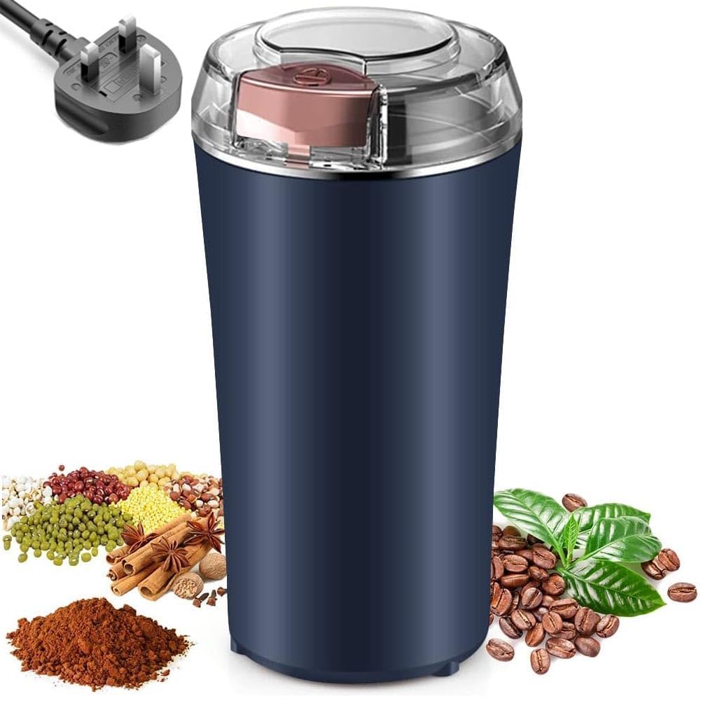Electric Coffee Grinder, Portable One Button Spice Grinder, Food Grade 304 Stainless Steel Grinder, Coffee Bean Grinder Electric for Coffee, Pepper, Salt, Spice Grinding