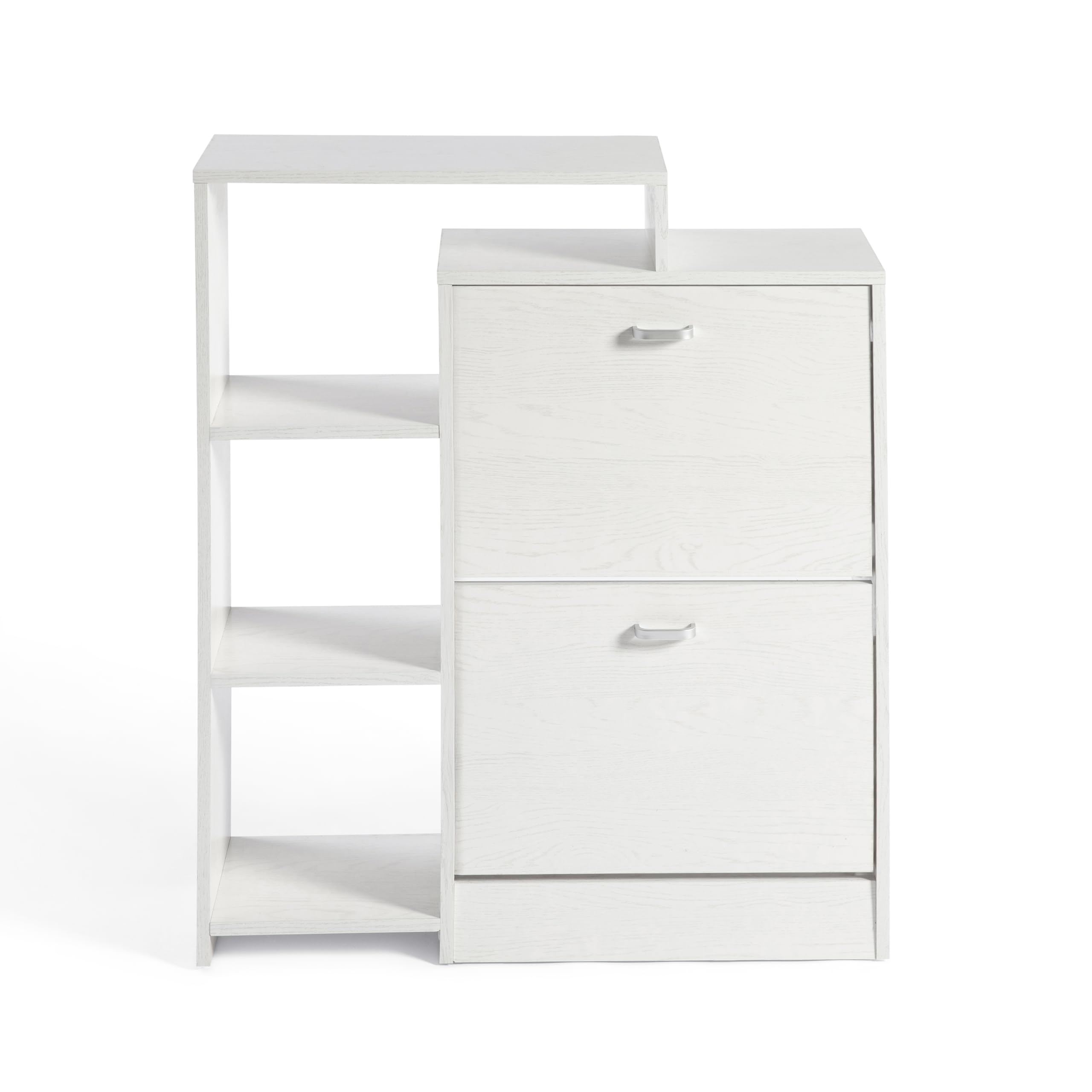 DUPI Zapatero Abatible Orlando | 92 x 79 x 24 cm | Mueble Zapatero Estrecho y Moderno | 2 Puertas Oscilantes | 4 Baldas para 20 Zapatos | 2 Cajones | Blanco