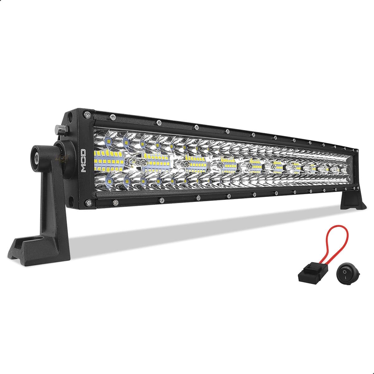 Barra LED Mod LEDs 390W 6500K Lente Curva 8D Farol Milha Auxiliar Foco Spot e Flood 22