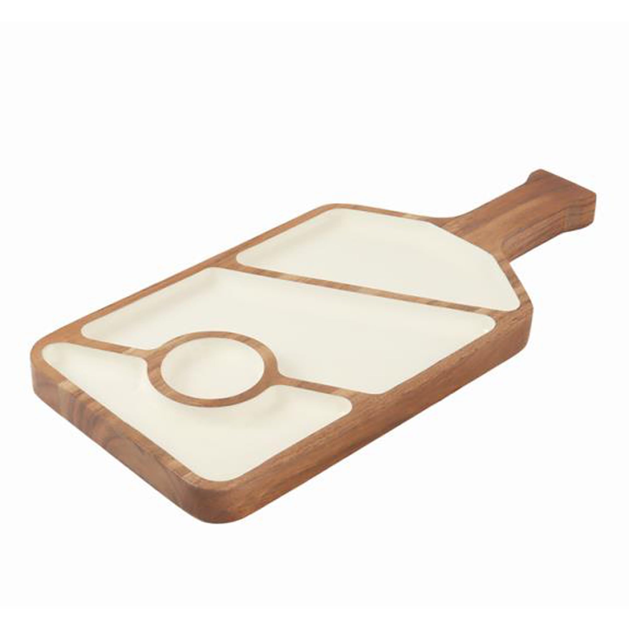 IHI EST. 1986 Pickleball Wood Serving Board with White Enamel Inlay, 16 x 7.25 Inch Paddle-Shaped Charcuterie Tray, Sports-Themed Appetizer Server for Entertaining and Home Décor
