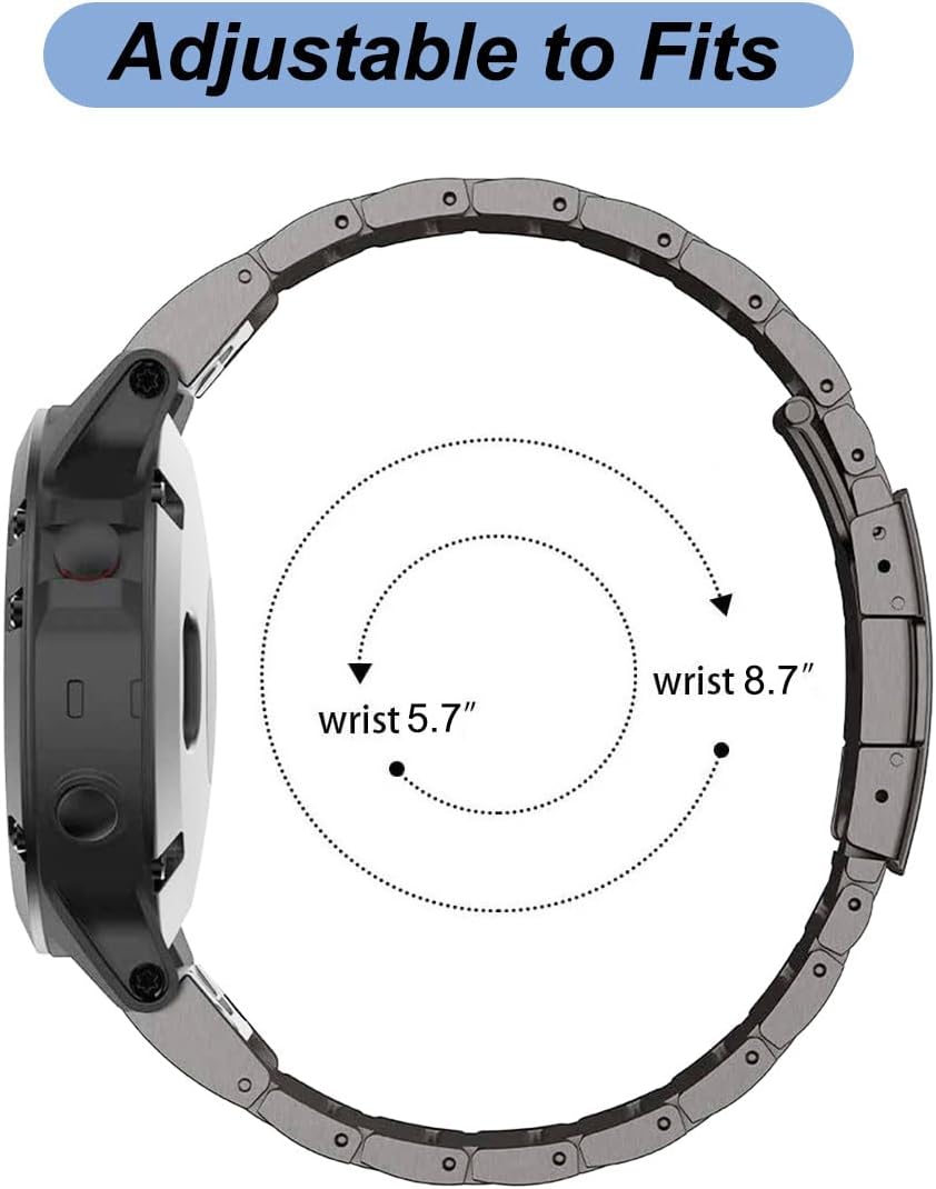 Titanium Bands for Garmin Fenix 8 (47mm)/7/6/5, Forerunner 965 955, Approach S60 S62, Quatix 7 6 5, Epix Pro 2 (47mm), MARQ Gen 2 | 22mm Quick Fit Watch Band Metal Strap for Garmin Watch - Image 4