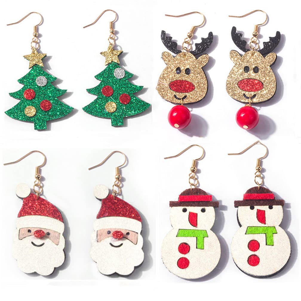 NEWEI Orecchini Pendenti A Forma Di Babbo Natale In Acrilico - Gioielli Moda Per Donna E Bambina, Leggeri, Confezione Regalo - 5