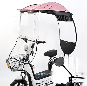 Electric Car Canopy,Scooter Umbrella,Universal Electric Motorcycle Sunshade Cover,Mobility Scooter Rain Waterproof Cover,Battery Car Canopy Umbrella Cover,Waterproof Sun Visor,A-Pink
