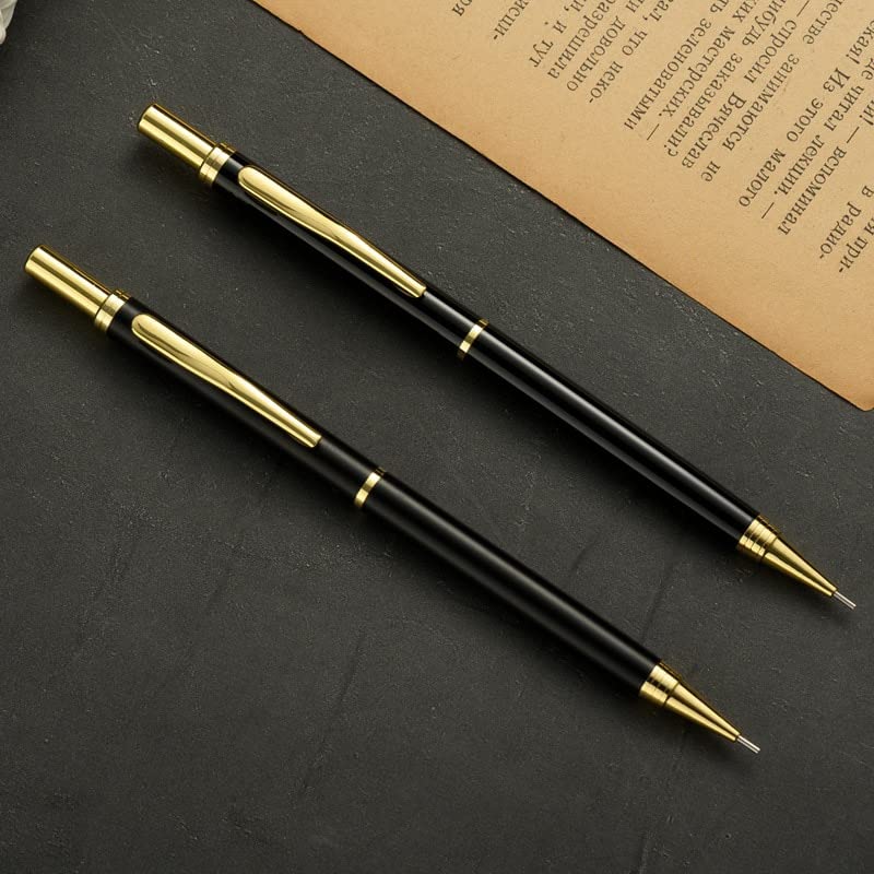 Druckbleistifte, 1 Stück, Druckbleistift, Metall, 0,5 mm, für Schüler, zum Zeichnen, Vermessen und für Büroarbeiten (Schwarz)