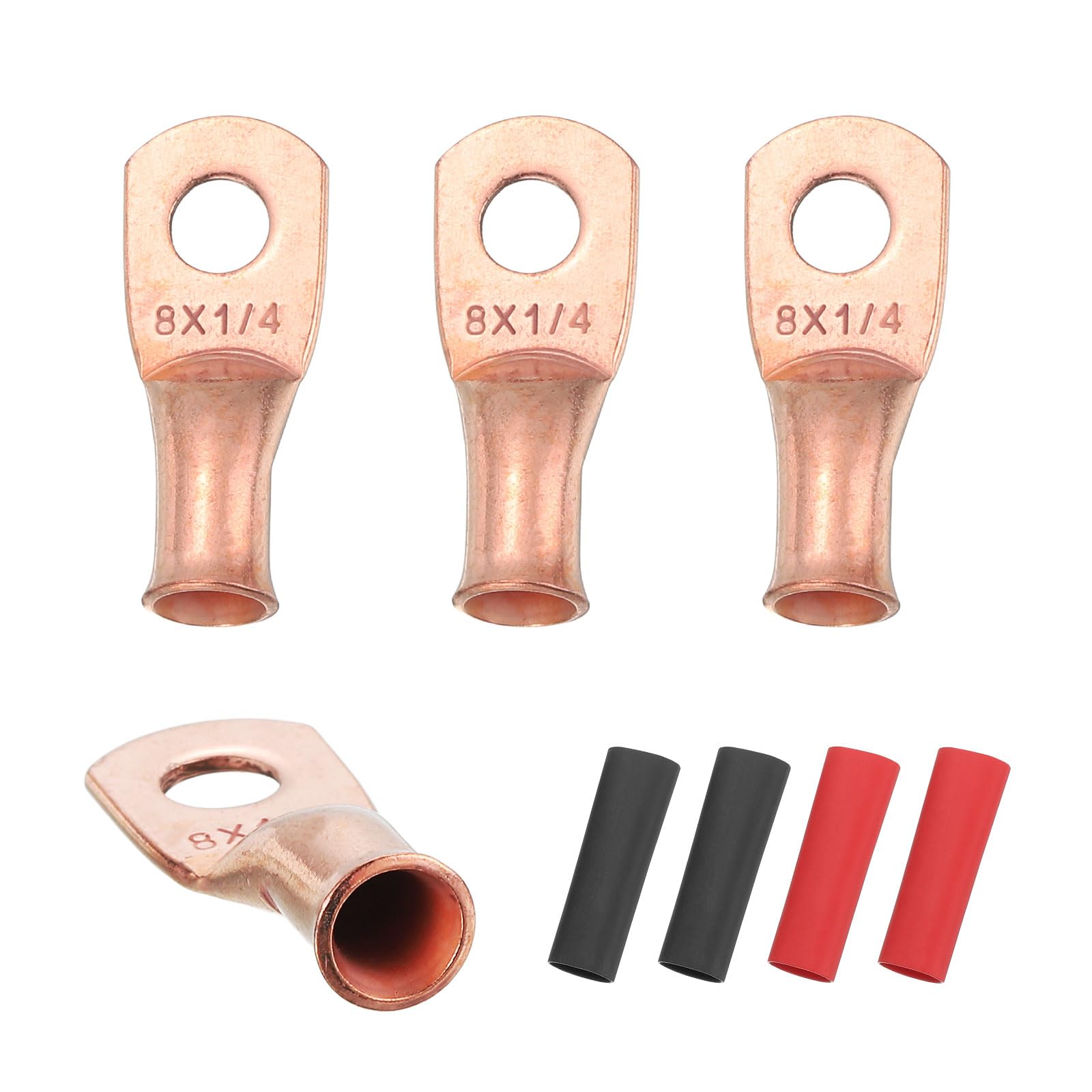 sourcing map 4pcs 8 AWG M6 Battery Lugs Ring Terminals, 1/4" 6mm Gold