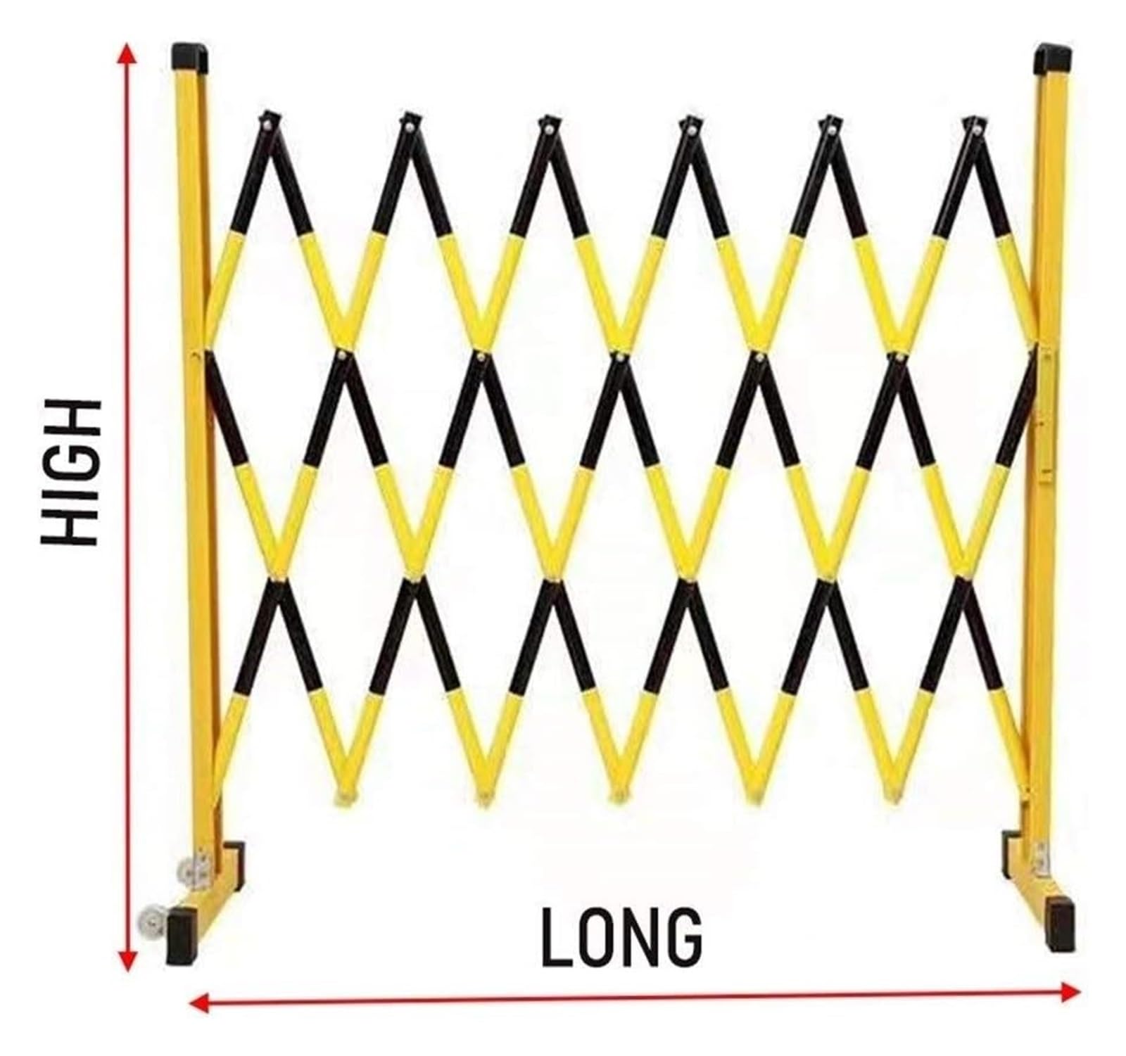 Barrera retráctil de tráfico amarillo-negro, 1,2 x 4,5 m, barrera de seguridad de metal portátil para uso industrial, control de acceso, gestión de multitudes, duradera y versátil