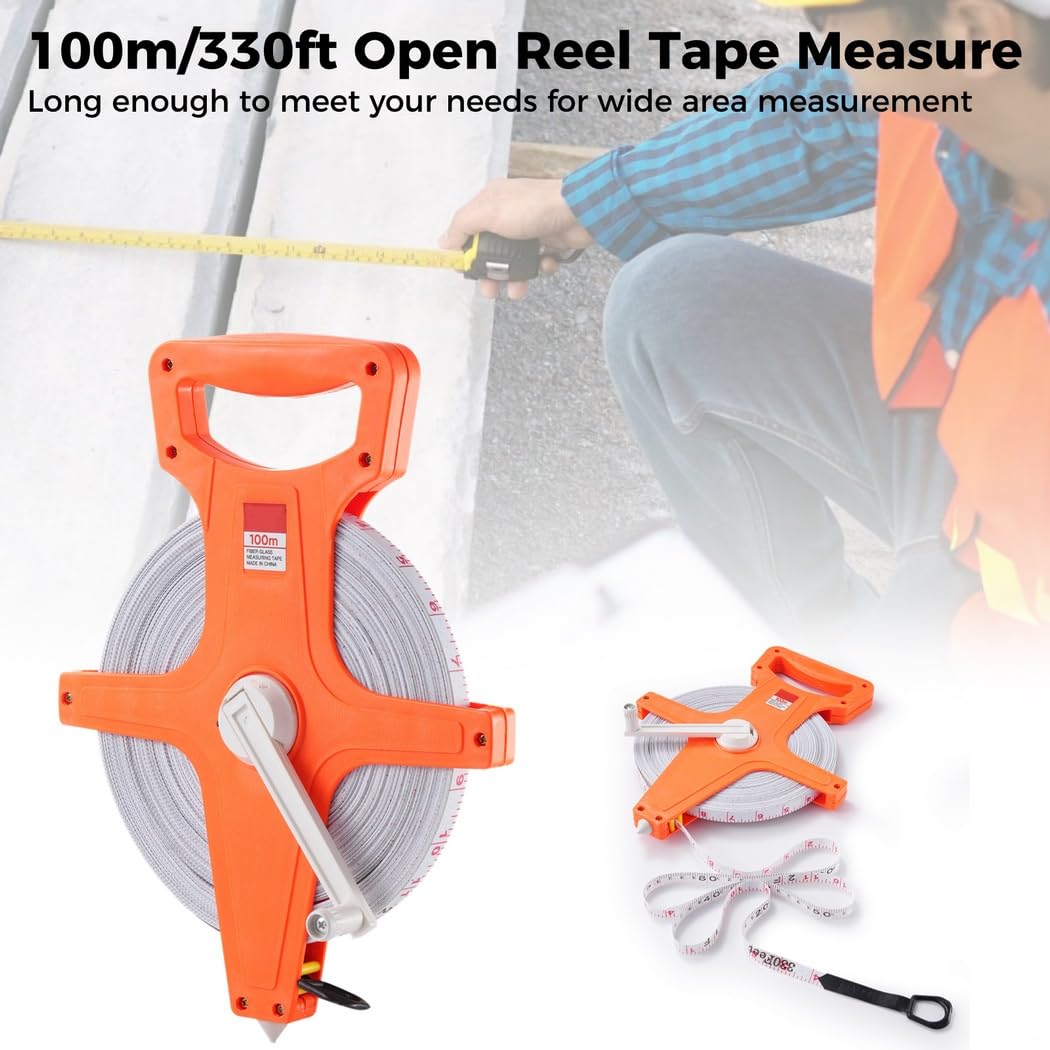 Generic Sided Measuring Wheel for Construction, Field, Yard, 100 M/330 Ft Extra Long Standard & Metric Industrial Tape Measure, Open Reel Tape Measure