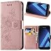Produktbild kazineer Galaxy A5 2017 Hülle, Samsung A5 2017 Handyhülle Leder Tasche Schutzhülle Blume Muster Etui für Samsung Galaxy A5 2017 Case (Pink-Gold)