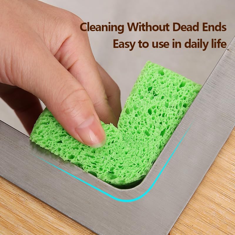 Image of 12 - Pack Non-Scratch Scrub Sponges - Sponges for Dishes and Washing Dishes, Cleaning Sponges for Kitchen Home Bathroom Cars, Funny Cut-Outs DIY for Kids (Green)