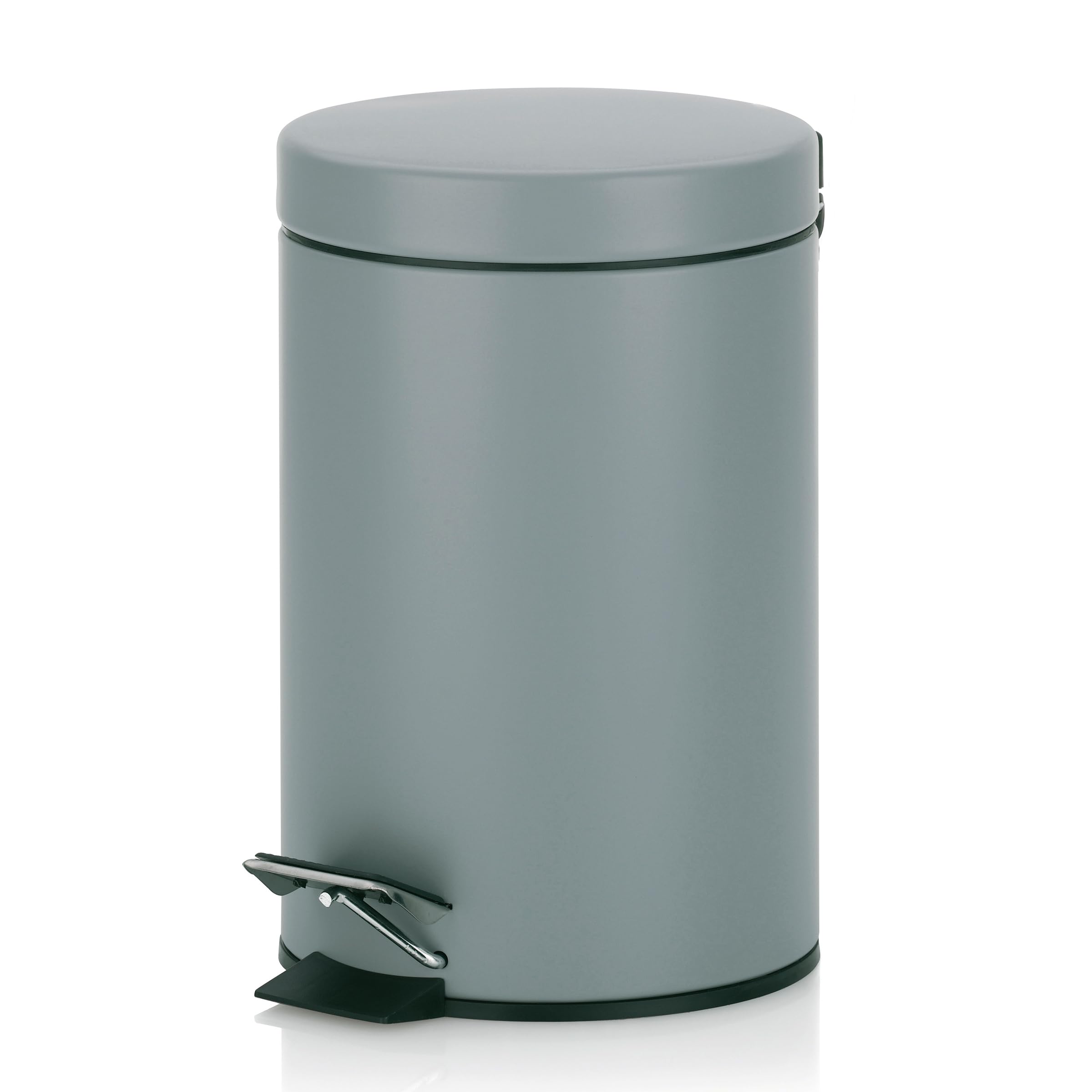 Kela cosmetic bin grey 3l, metal pedal bin bathroom, bathroom waste bin with inner bin and carrying handle, MONACO, light grey matt