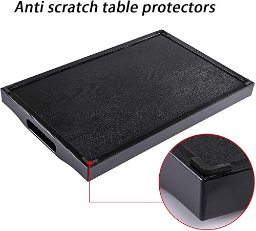 Miniatura 4 de Juego de 3 bandejas de plástico para servir, bandeja otomana con asas recortadas, bandeja rectangular para mayordomo para desayuno en la cama, mesa