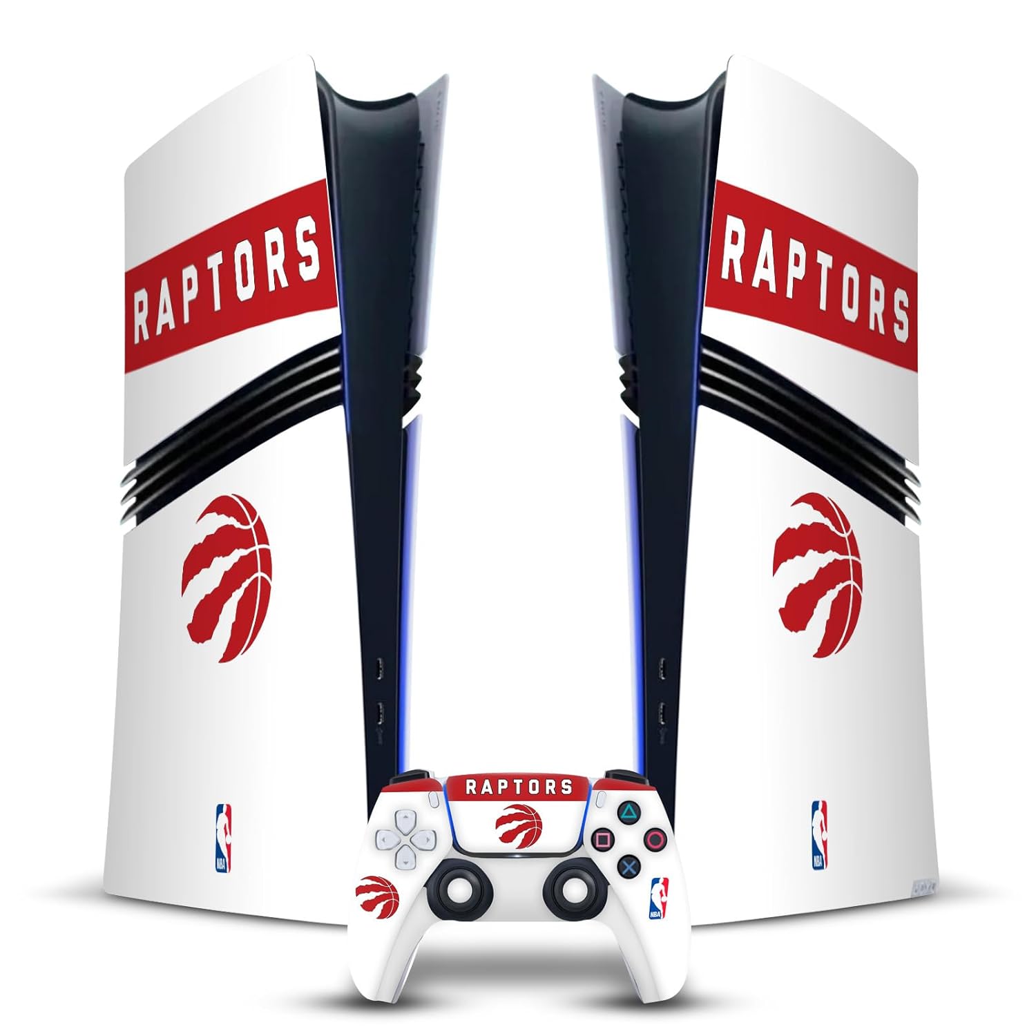 Head Case Designs Officially Licensed NBA White Design Toronto Raptors Logo Vinyl Sticker Gaming Skin Decal Compatible With Sony PlayStation 5 PS5 Pro Digital Edition Console & DualSense Controller