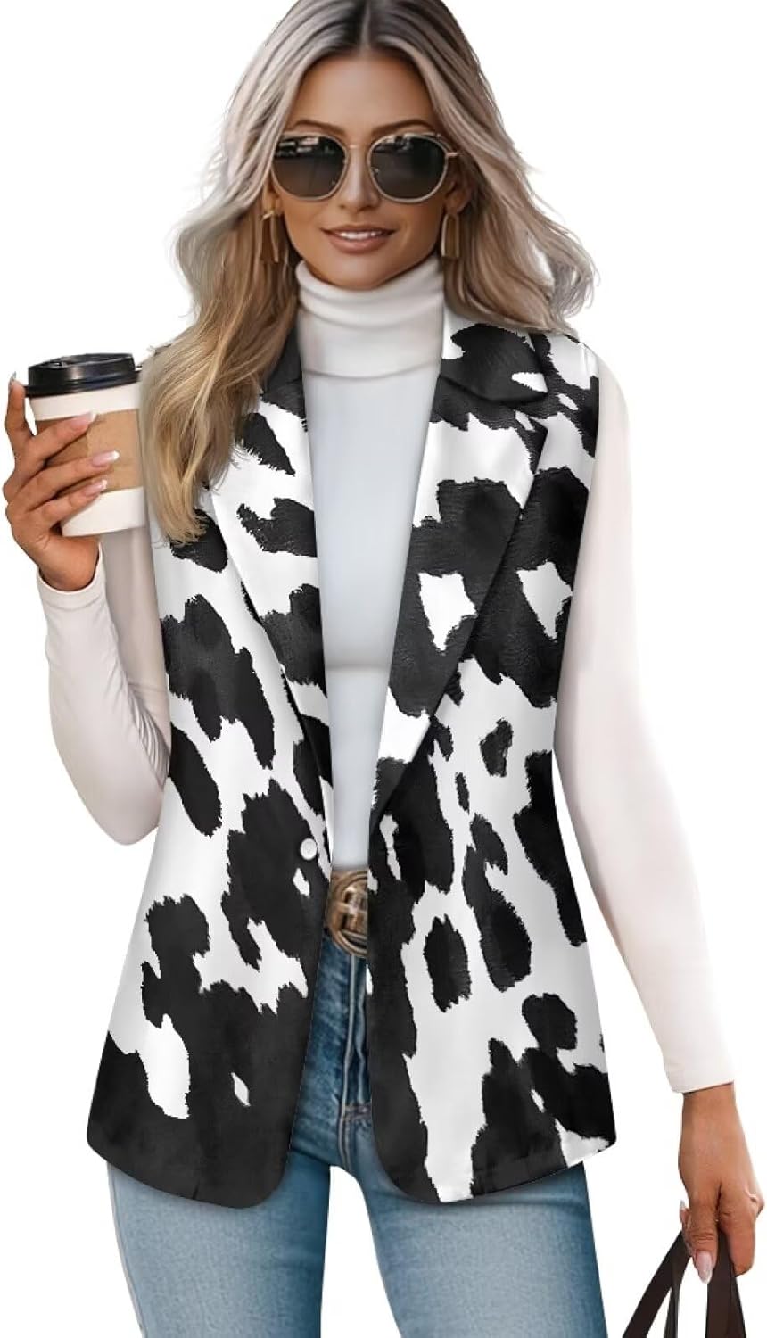 Women's Casual Vest Tops Sleeveless Blazer Suit Lightweight Work Office Outerwear Waistcoat