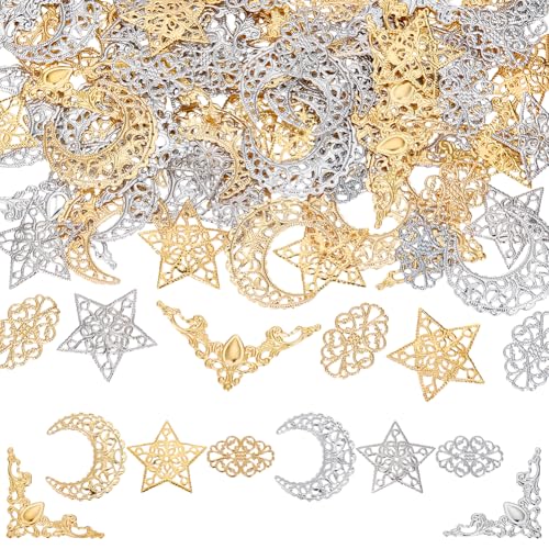 Pendentifs creux en fer filigrane pour fabrication de bijoux légers