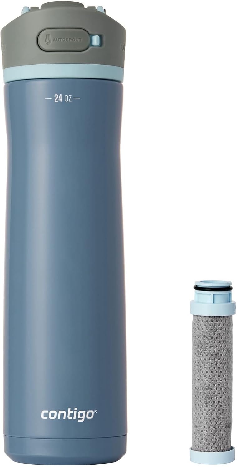 Contigo Wells Chill Stainless Steel Filter Water Bottle with AUTOSPOUT Straw Lid and Replacement Filter, 24 Oz. [color] - Image 2
