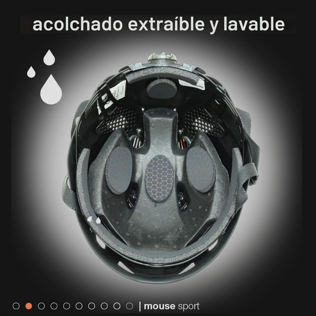 Kong. Mouse Sport - Casco de Escalada Compatible con Auriculares y Visera, Casco de Seguridad, CE EN 12492, 375 g, Talla única, Ajustable 52-64 cm, Color Negro Suave al Tacto