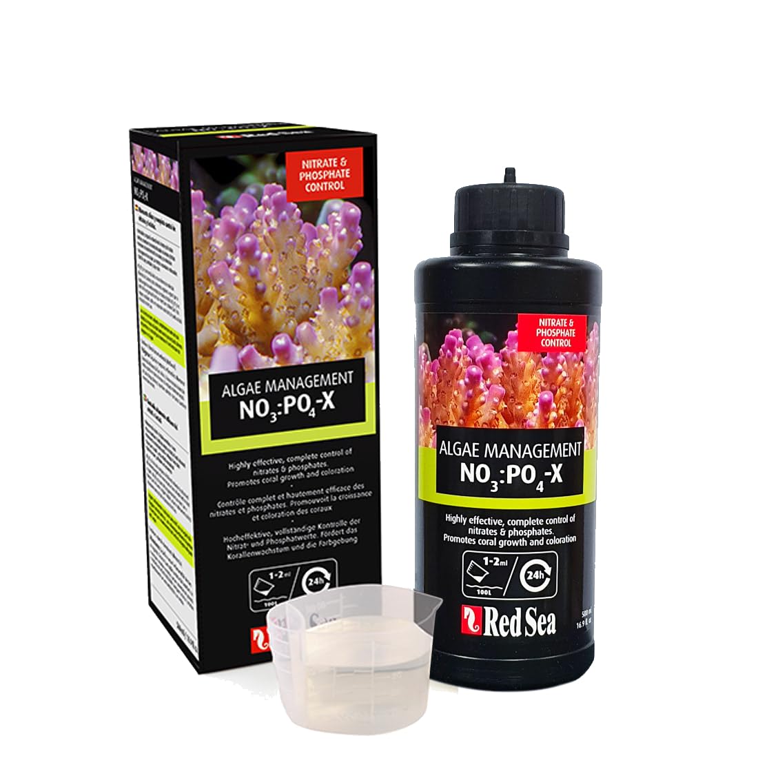 Red Sea NO3:PO4-X Réducteur de nitrates et de phosphates – Réduction biologique hautement efficace et contrôlable des nitrates et des phosphates dans tous les aquariums récifs et poissons (500 ml)