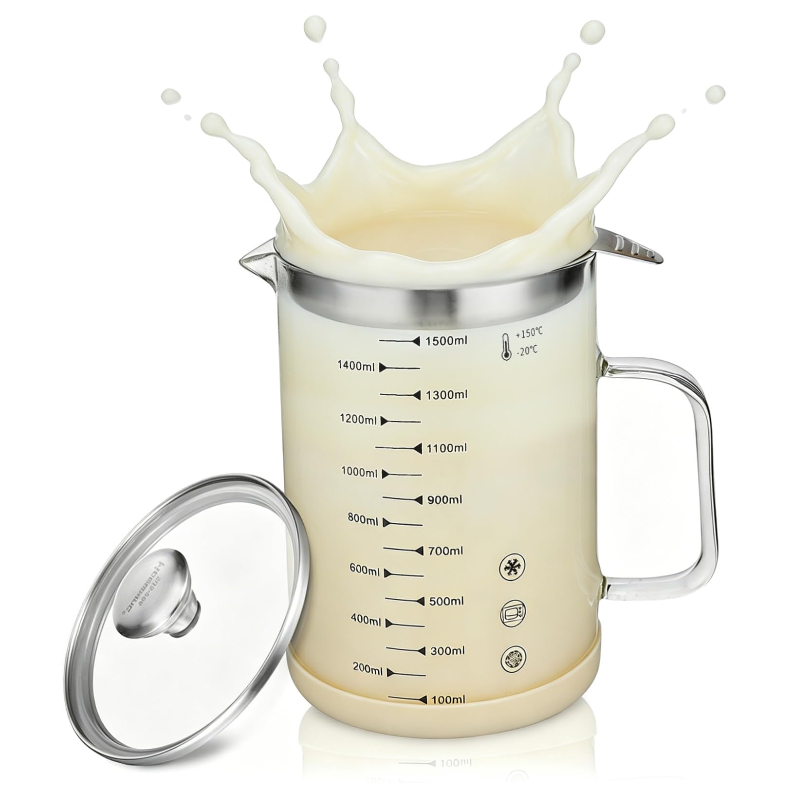 Homoyoyo Caraffa Filtrante in Vetro e Acciaio Inox per Latte di Soia e Succo Filtro Rete Fine da Cucina