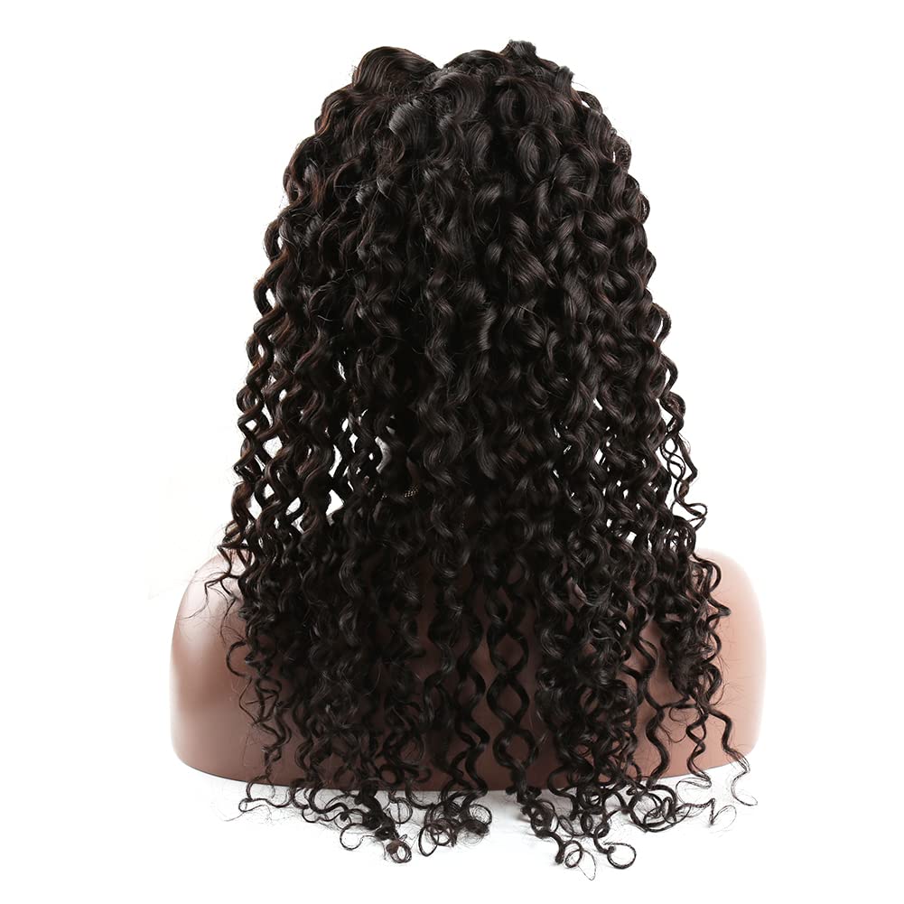 10A Brazilian Water Wave Full Lace Wigs 130% Density Virgin Human Hair Wig for Black Women Natural Color 10inch
