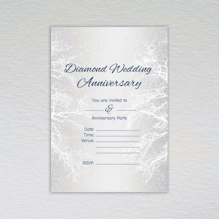 Webspectations Pack of Diamond Wedding Anniversary Invitations: Winter Snowy Tree Diamond Wedding Anniversary Invites (Pack of 20 without Envelopes)