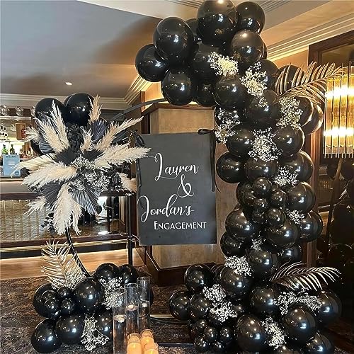 Image of 150pcs Black Balloons Different Sizes Pack, 18 12 10 5 Inch Party Balloon Garland Arch Kit for Halloween Birthday Graduation Baby Shower Party Decorations(With 2 Ribbons)