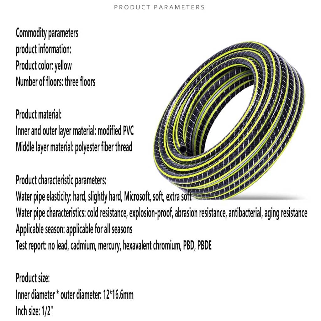 Tubo di irrigazione da Giardino in plastica PVC Sistema di Acqua piovana Irrigazione a Goccia Collegamento Tubo in Pelle di Serpente Giallo 7 Lunghezze Resistenza al Gelo e alla Compressione (1/2")