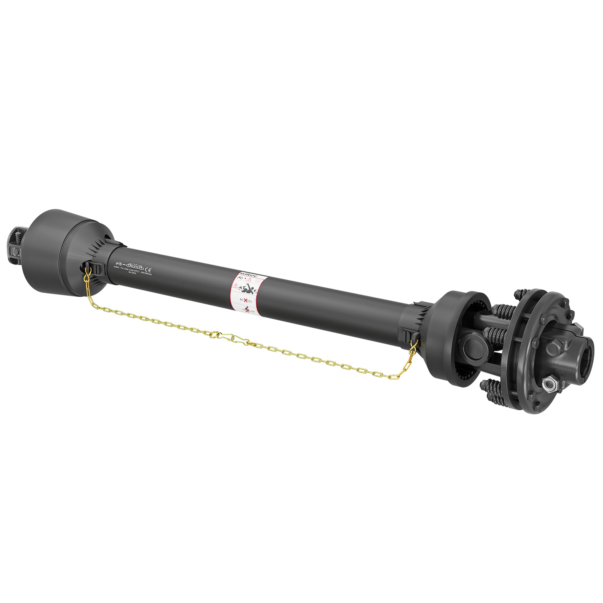 WilTec PTO Shaft T4 Drive Shaft 1100-1210mm 460Nm 540rpm, 40kW (55hp), 2x 1 3/8" 6 Teeth Tractor Attachment