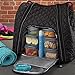 Fit & Fresh JAXX Black Quilted YOGA BAG, Stylish Fitpak Meal Prep Set with Portion Control Containers, Ice Pack and Vitamin Case, Black