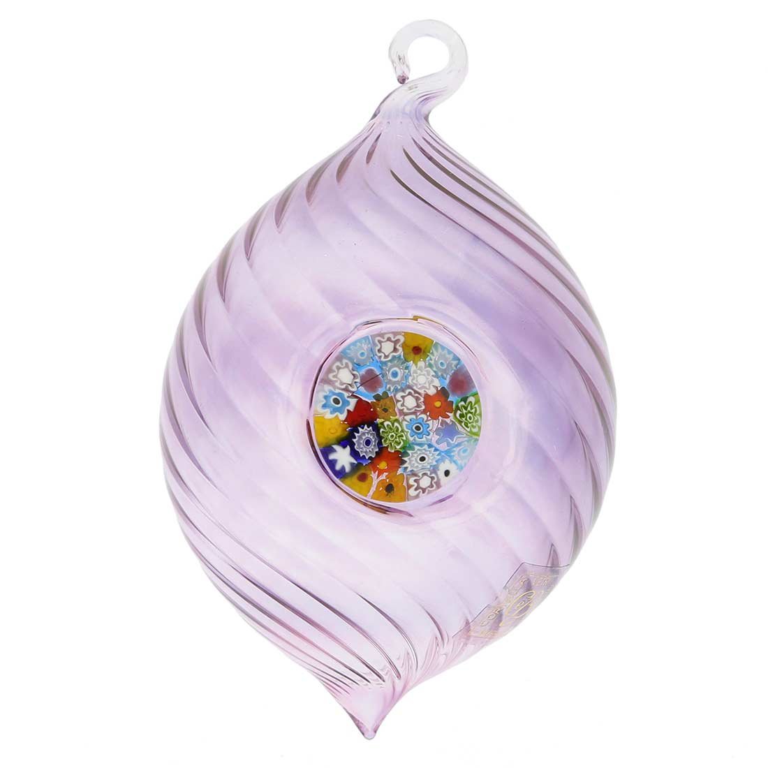 Glass Of VeniceMurano Millefiori Christmas Ornament - Purple