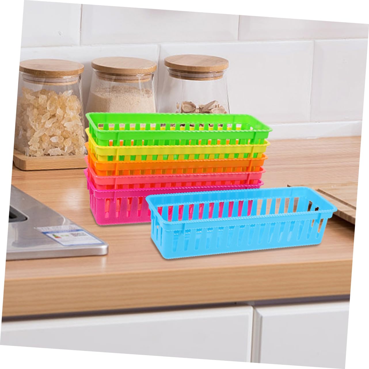 Tofficu 24piezas Cestas De Almacenamiento De Plástico Coloridas Para Lápices y Material Escolar Organizador Apilable De Para y Profesores