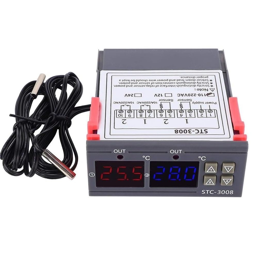 See full amazon price history chart for Real Instruments Digital Temperature Controller, STC-3008 50/60Hz Dual Display Dual NTC Probe Sensor 10A -50°C-70°C Digital Temperature Thermostat Controller (110~220V) Real Instruments Digital Temperature Controller, STC-3008 50/60Hz Dual Display Dual NTC Probe Sensor 10A -50°C-70°C Digital Temperature Thermostat Controller (110~220V) (B0DCP4TC58) Amazon Price History, Amazon Price Tracker