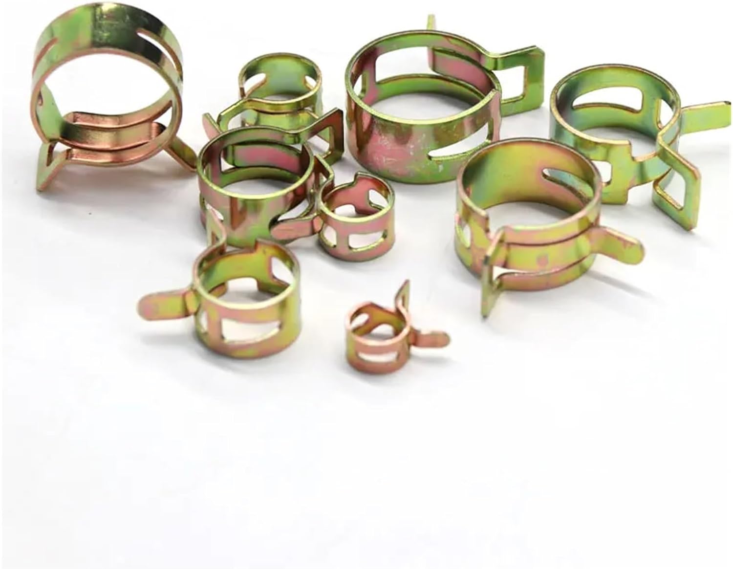 LYVQZPWLR安全バーピン、マンガン鋼スプリングクランプ10個 圧力亜鉛メッキ 弾性クランプホースクランプ水パイプクランプ(ID
