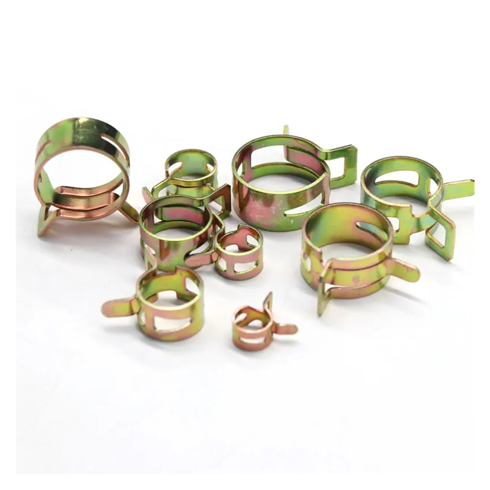10/20/50 sztuk 65MN stal manganowa ocynkowana sprężyna zacisk do węża średnica wewnętrzna 5mm-25mm elastyczna stalowa klamra fajka wodna Hoop (Color : Metallic, Size : ID 22mm 50pcs)