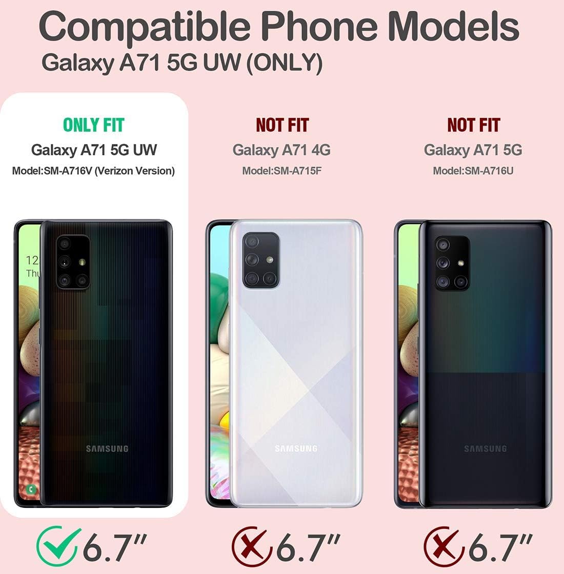 50% Off Discount Popshine Marble Case for Samsung Galaxy A71 5G UW (Verizon Version), [Not Fit Galaxy A71 4G and A71 5G] Premium Hybrid Full Body Protective Flexible Case, Built-In-Screen Protector, Liquid Marble Pink