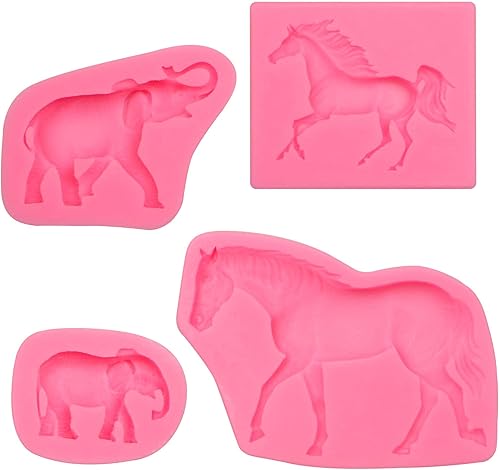 Miniatura 9 de Moldes para fondant de caballo, 4 paquetes, moldes de silicona de chocolate con elefante para decoración de pasteles de caballos, vaqueros,