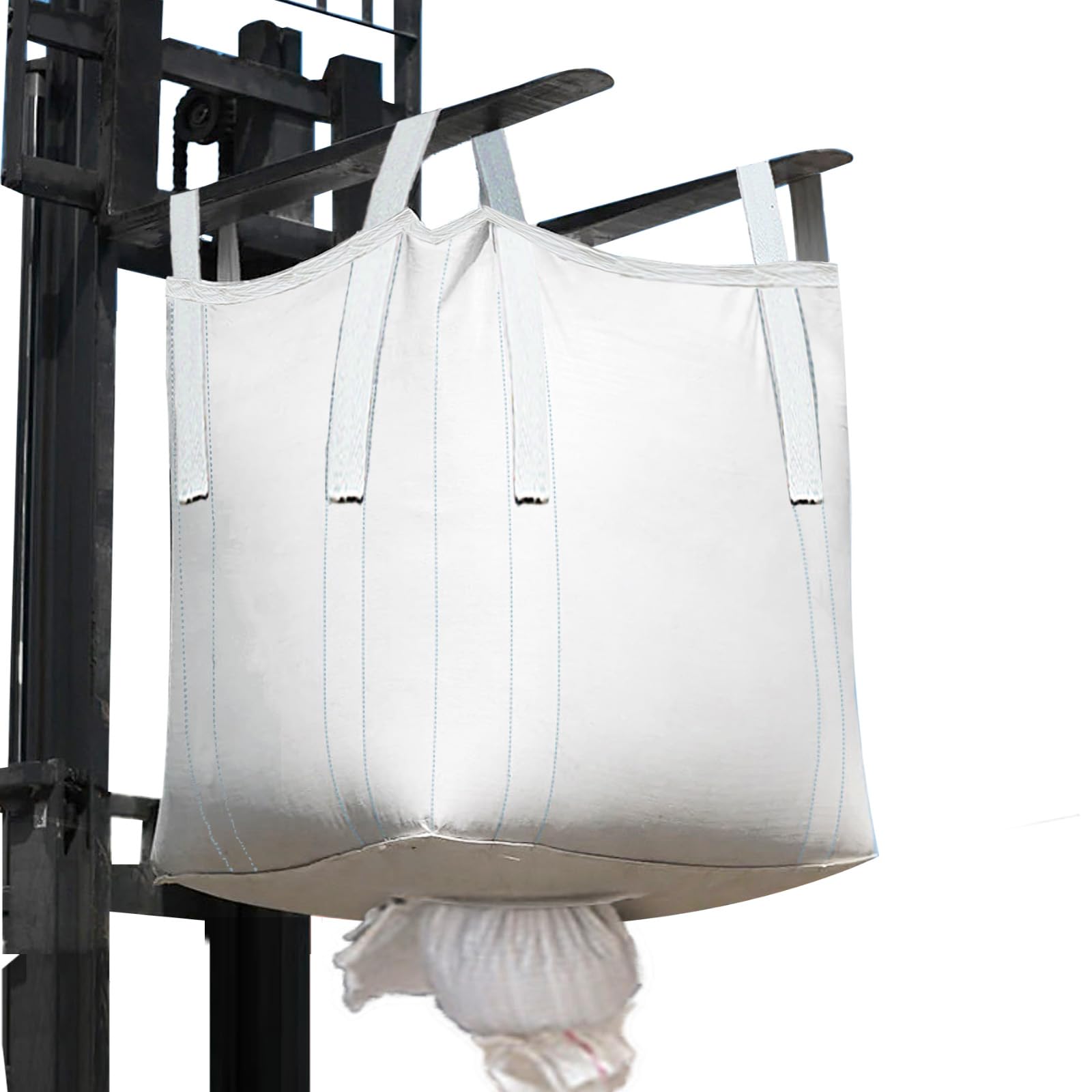 Aolikebao 10Pcs FIBC Bulk Bag,1.5 Ton Bag, 35.4"L x 35.4"W x 43.3"H,3300lbs SWL Safty Factor 3:1,Woven Polypropylene Bags,Duffle Top Spout Bottom