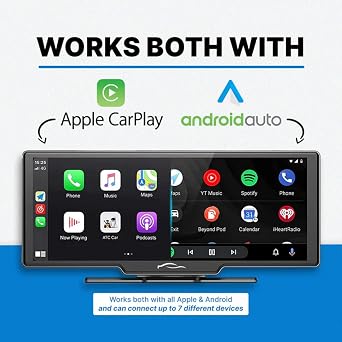 Smartdash Pro Carplay Tablet, Smart Dash Camera for Cars, 10.26 HD Touch Screen Car Stereo, 4K Dash Cam Front and Rear with Voice Control, Mirror Link, Bluetooth, GPS Navigation, AUX/FM (with 32GB)