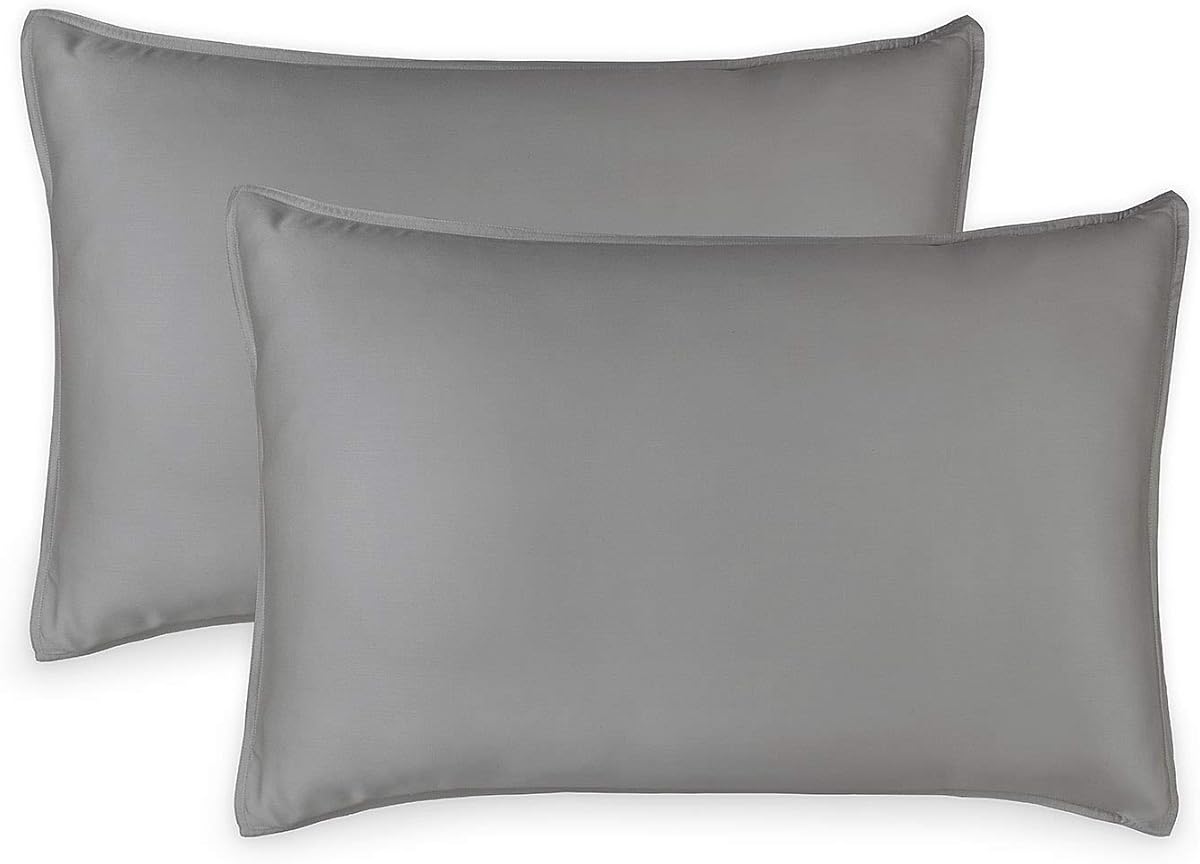 King Pillowcases by Pure Bamboo, Genuine 100% Organic Viscose Derived from Bamboo, Luxuriously Soft & Cooling, Double Stitching, Envelope Closure (2 King Pillowcases, Stone Grey)
