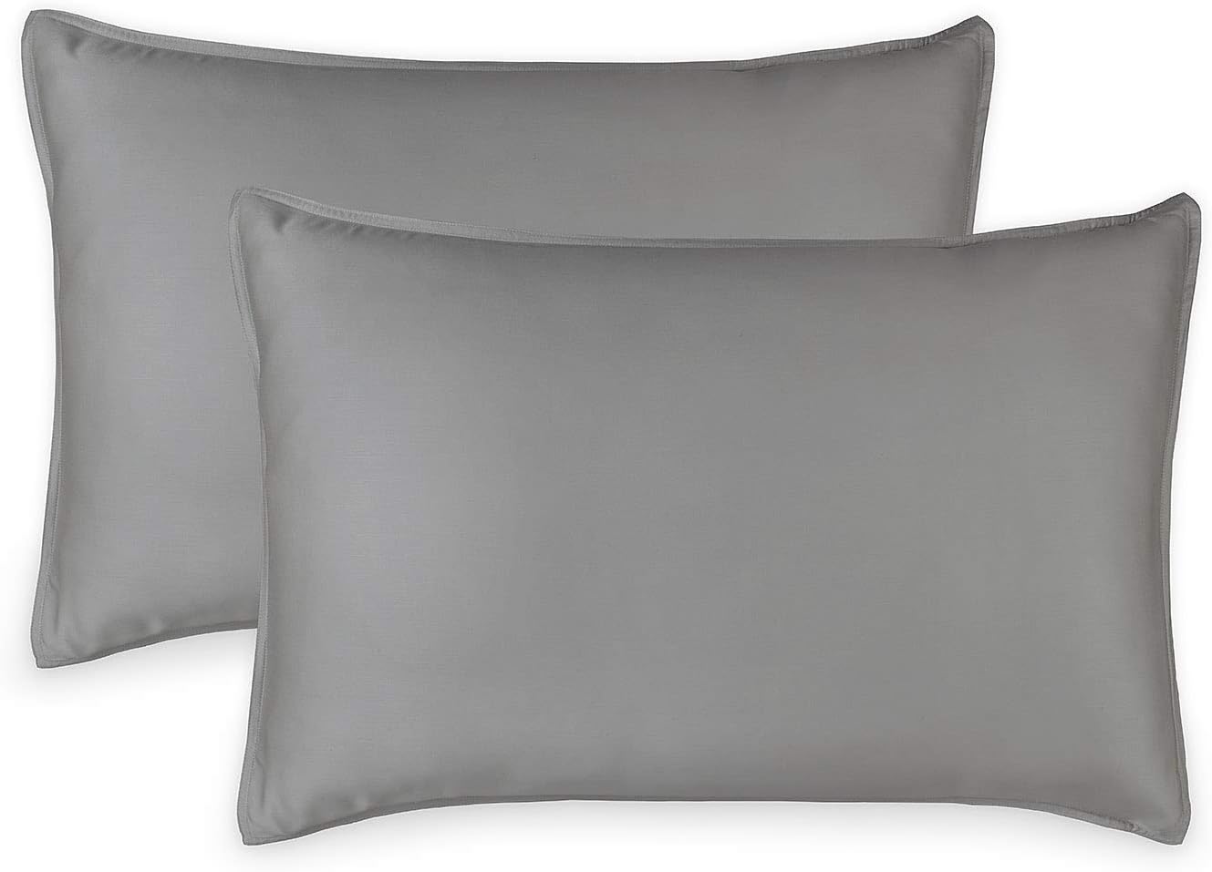 Queen Pillowcases by Pure Bamboo, Genuine 100% Organic Viscose Derived from Bamboo, Luxuriously Soft & Cooling, Double Stitching, Envelope Closure (2 Queen Pillowcases, Stone Grey)