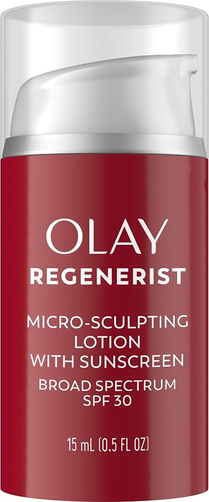 Crema hidratante facial Regenerist Micro-Sculpting con protector solar SPF 30, hidratante facial antienvejecimiento diurno, crema facial hidratante con complejo de aminopéptidos y niacinamida, 0.5 oz