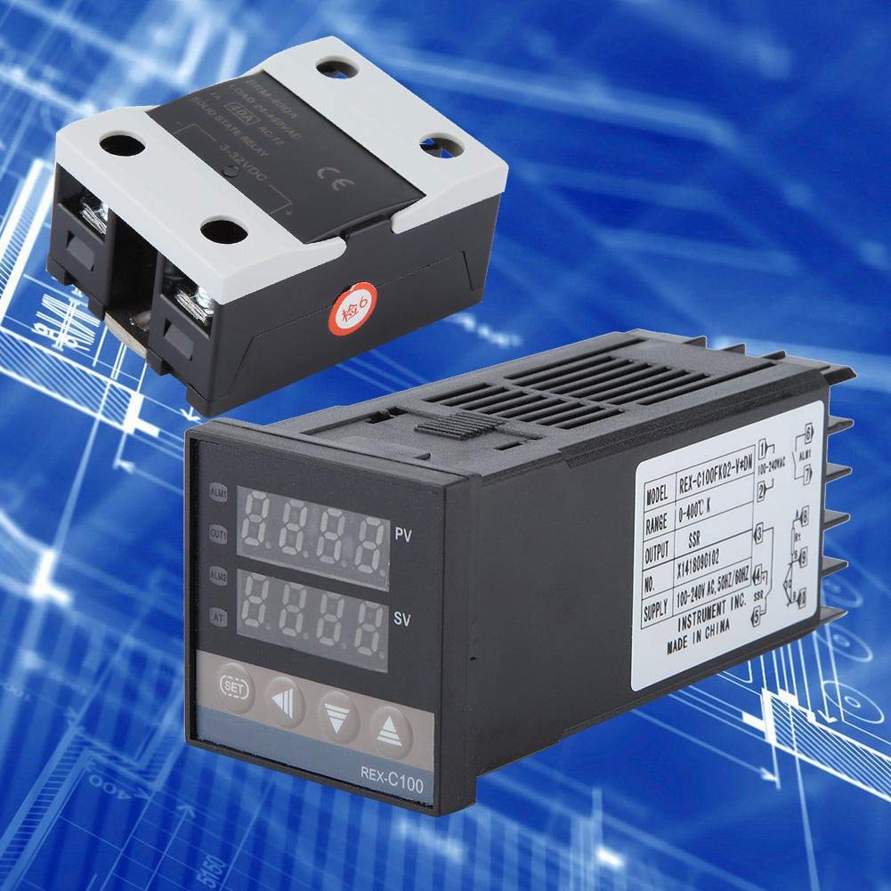 AC 110-240V PID 0-400 LED PID Numérique Kits de Contrôleur de Température + Relais Statique SSR 40A + Sonde de Type K M6