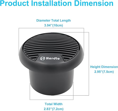 Miniatura 11 de Herdio Altavoces Bluetooth marinos de 3 pulgadas para barco, motocicleta, bañera de hidromasaje, estéreo con potencia máxima de 140 vatios (un par)